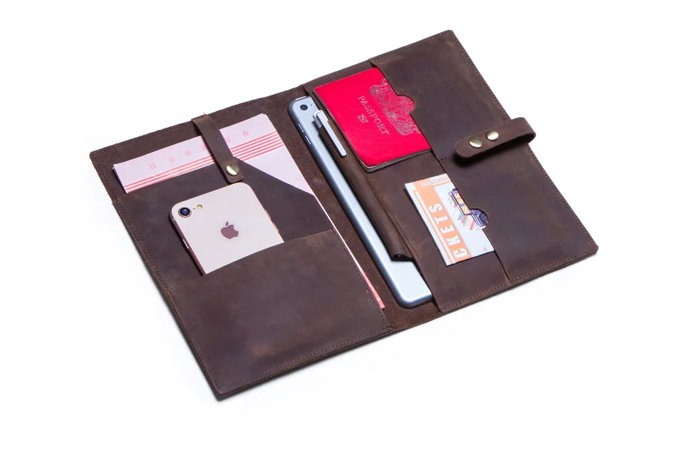 Luxury Retro Cow Leather Case Cover For iPad 9.7 5 6 Air 1 2 Mini MacBook Pro 9.7 10.5 11 10.2" Tablet Sleeve Pouch Notebook Bag