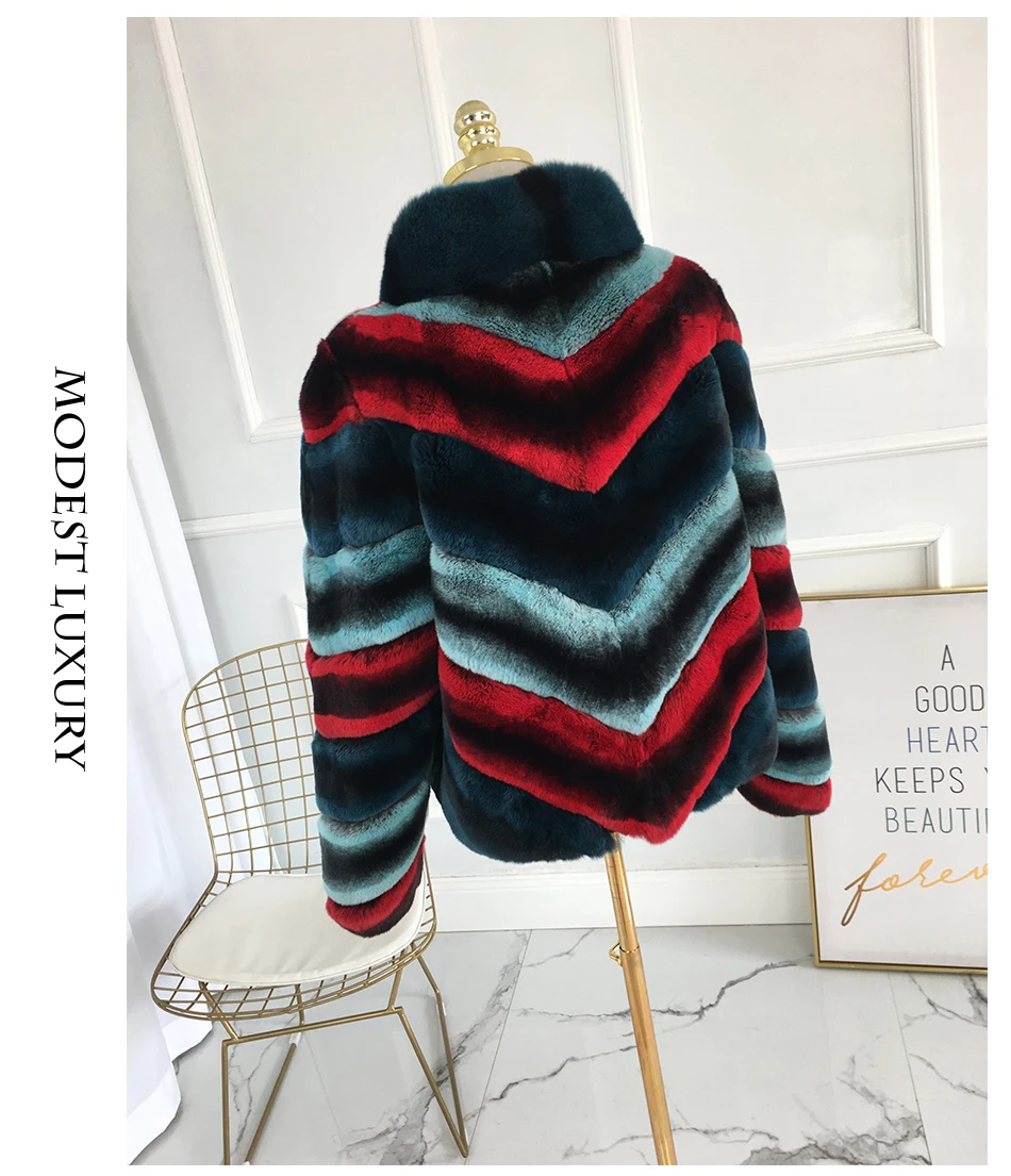 short multicolor rex rabbit fur coat standing color for winter warm thick fur coat jacket genuine rex rabbit fur