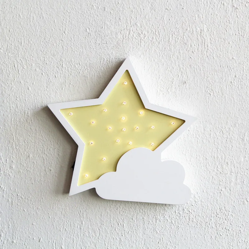 Yellow star Ins, луна, звезды, чешуйчатые облака, моделирующая лампа, светодиодная лампа для украшения комнаты, прекрасный детский домик, маленький ночник, светильник для фотосессии - Цвет: Yellow star
