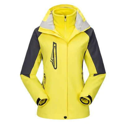 yellow LoClimb 3 в 1 брендовые зимние походные куртки для женщин, уличные походные лыжные спортивные пальто, водонепроницаемые женские ветровки, AW105 - Цвет: yellow