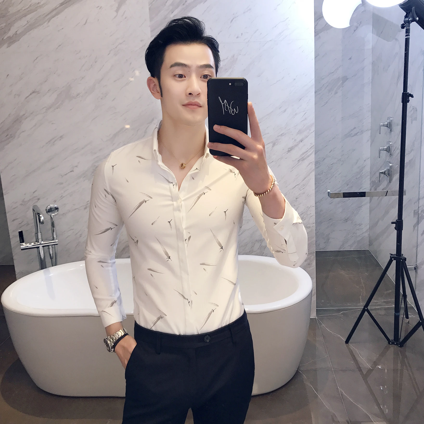 Мужская рубашка с длинными рукавами новая коллекция 2017 года осенне-зимняя