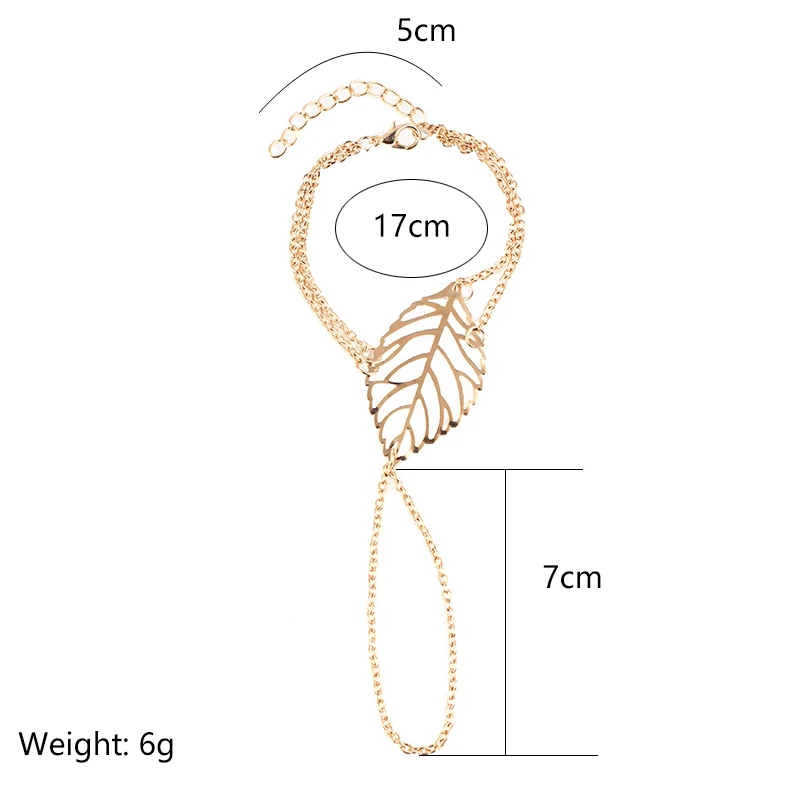 Boho Double Layer Hollow Leaf Bracelet Gold Color Metal Minimalism Bracelets For Women Party Jewelry Bijoux Femme Dropshipping