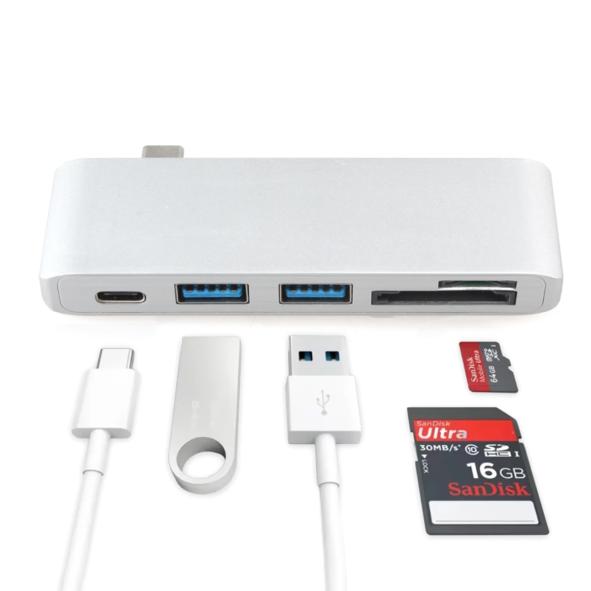 5 в 1 USB-C адаптер с 2 USB 3,0 портами Micro SD устройство для чтения памяти type-C USB 3,0 концентратор для нового Macbook Pro Air A1932/retina 12
