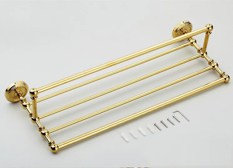 Роскошная латунная настенная полка золотого цвета вешалка для полотенец