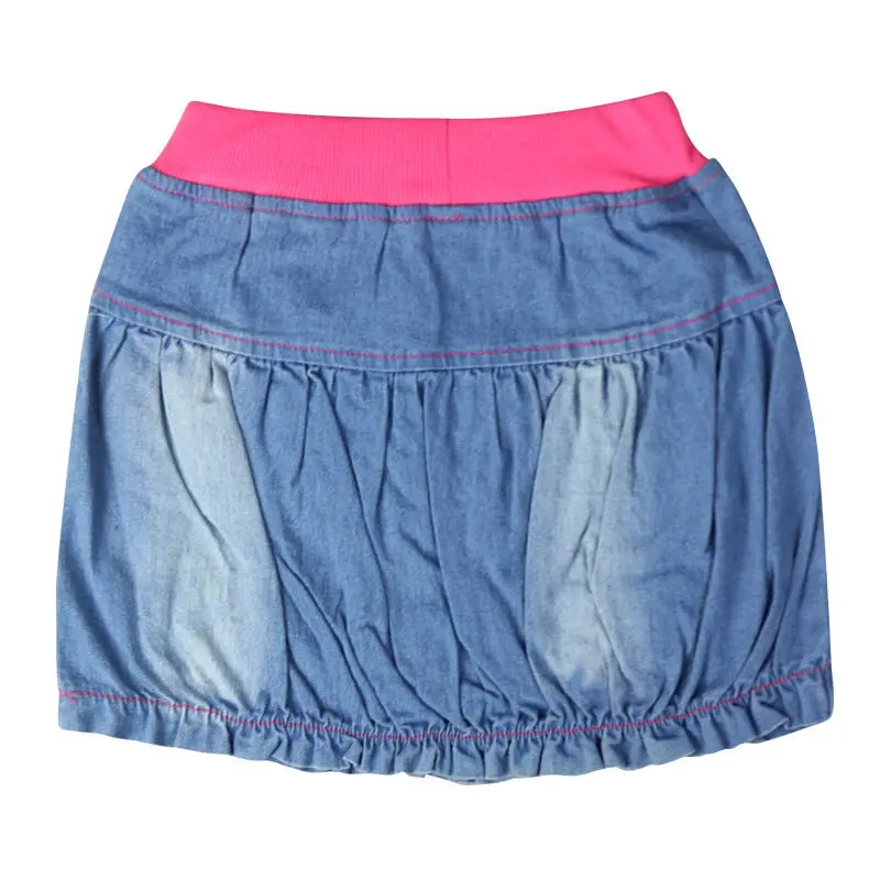 Девушки Летний Цветочный узор вышивки мини Джинсы юбки с луком розовый