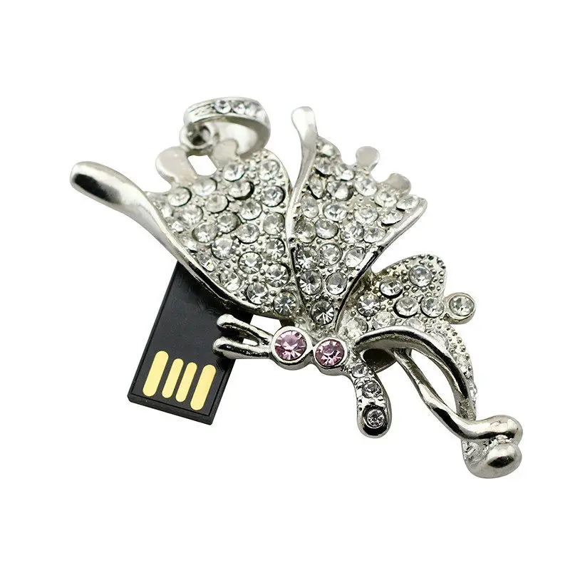 Карта памяти с бриллиантами в виде бабочек, ожерелье, u-диск, Usb 2,0, флеш, 8 ГБ/16 ГБ/32 ГБ, ожерелье, ювелирное изделие, Usb флеш-накопитель, подарок