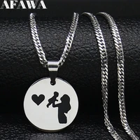 mom baby stainless stee necklace for women silver color necklaces pendants jewelry cadenas mujermothers day gift n1743s01
