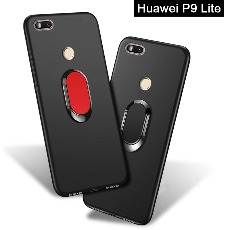 Чехол для huawei P9 Lite чехол Роскошный VNS-L31 L21 L22 L23 L53 мягкий черный силиконовый магнитный автомобильный держатель кольцо для huawei P9 EVA-L19