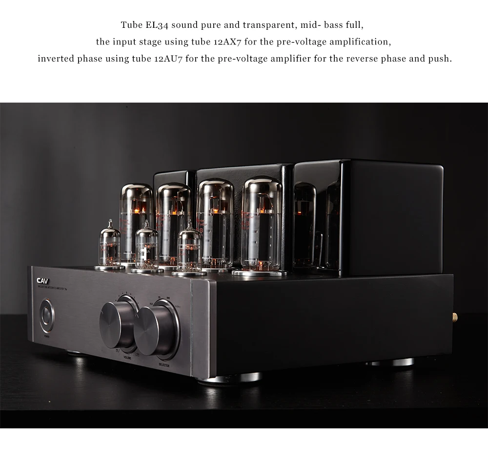 CAV T-6a Hi-Fi ламповый аудио усилитель EL34 Five Pole power Tube домашний кинотеатр усилители HiFi 2,0 канальный 14 Вт HQ ламповый усилитель