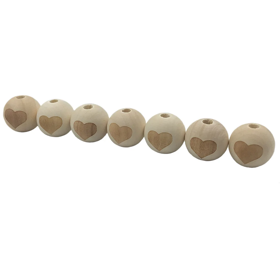 

10pcs Heart Shaped Wooden Round Beads 20mm Baby Teether Child Teething Beads for Necklace Making