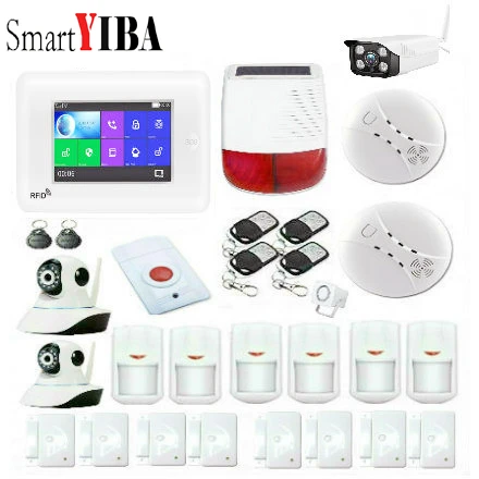 YB10827 SmartYIBA 3G Home Security Alarm System IP Camera Wireless WIFI Burglar Alarm Sensor Motion Android IOS APP Control Amazon Alexa - Color: YB10827