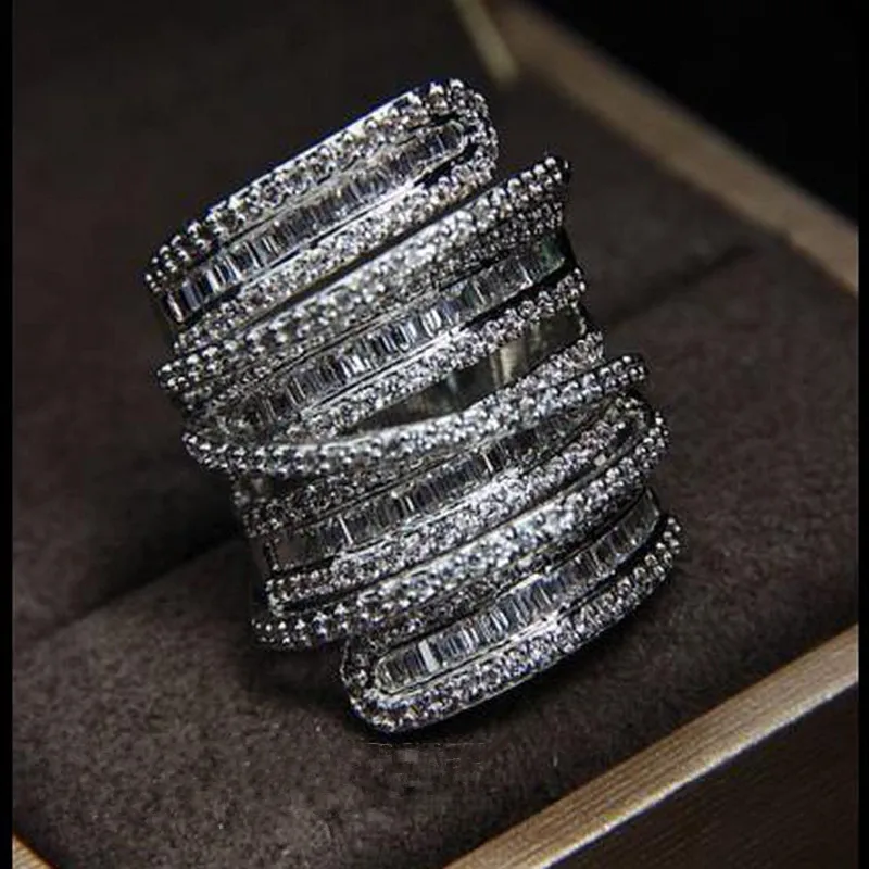 Женское и мужское модное кольцо широкое ювелирное изделие 20ct AAA Циркон CZ