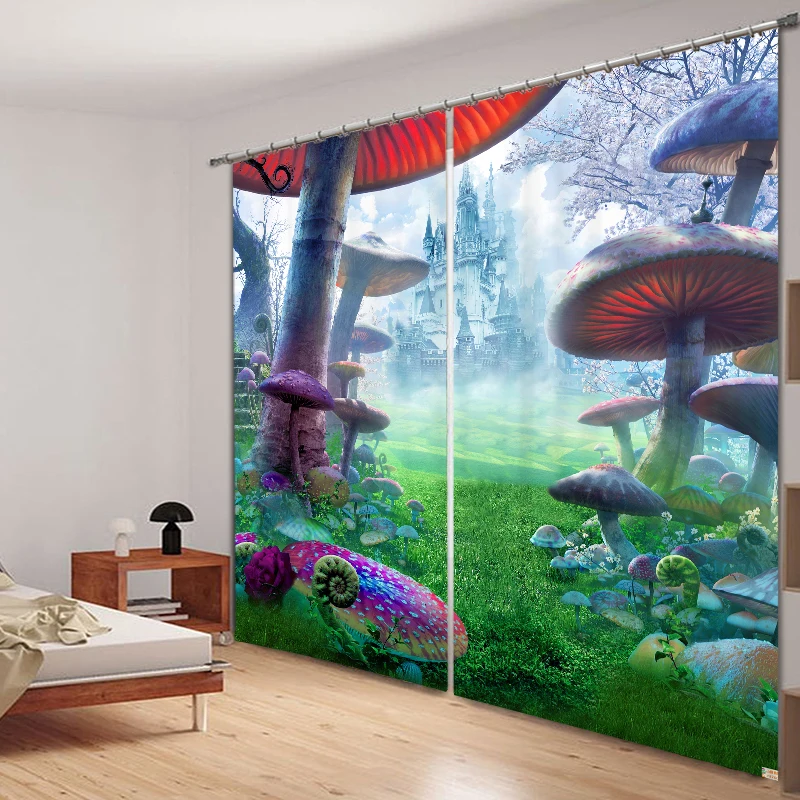 3d затемняющие шторы с изображением пейзажа джунглей и озера для гостиной
