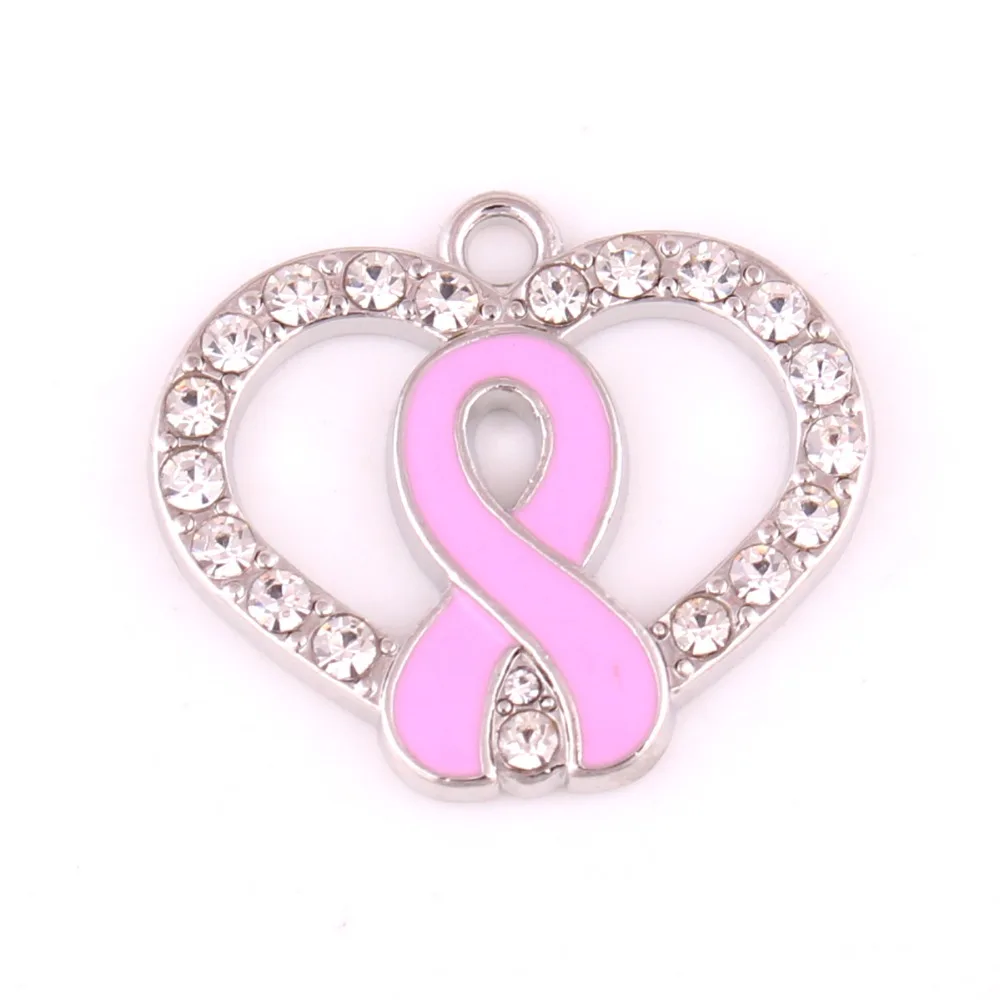 Розовая эмалированная лента с бантом подвеска Шарм в виде сердца|pendant charms|heart pendant