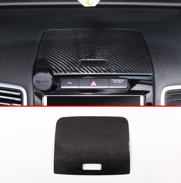 Real Carbon Fiber Material Car Dashboard Center Storage Box Cover Trim For Volkswagen 2011-2018 Accessories