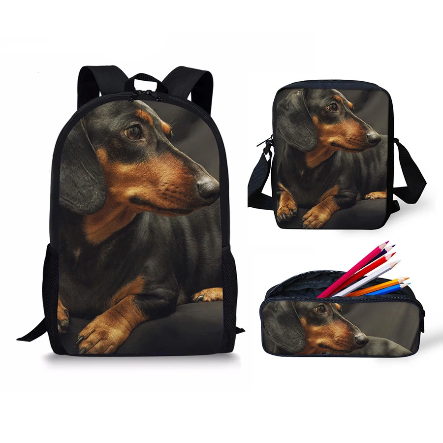 Рюкзак через плечо с принтом таксы и собаки для женщин девочек черный школьный