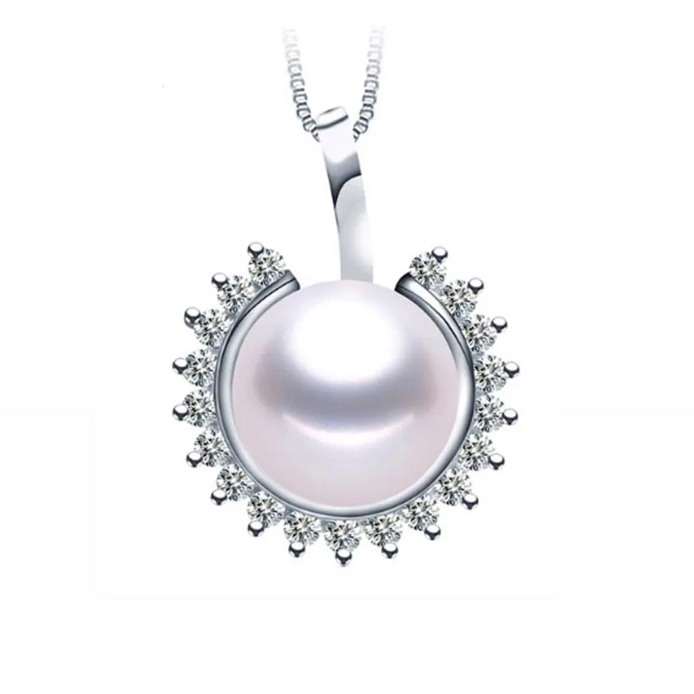 white pearl Роскошное большое ожерелье с натуральным жемчугом, подвески для женщин, модное циркониевое серебро 925, ювелирное изделие 45 см, 10-11 мм, пресноводное ожерелье, s WithBox - Цвет камня: white pearl