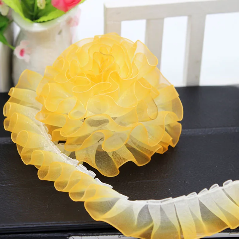 2 5 см в ширину Радужный Градиент Кристалл шифон Тюль Кружево Ткань аксессуары DIY