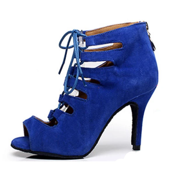 blue heel 7.5cm Shengzixue/фланелевая Весенняя танцевальная обувь с мягкой подошвой красного, синего, фиолетового, черного цвета женские сандалии на молнии танцевальная обувь для латино-сальсы каблук 10 см - Цвет: blue heel 7.5cm