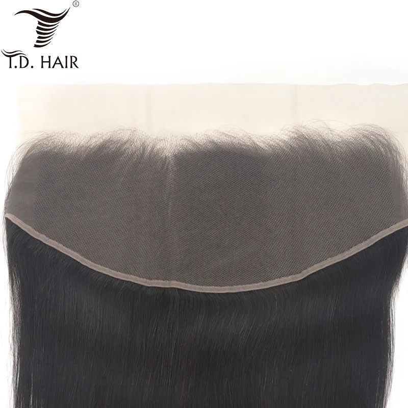 Tdhair перуанские прямые волосы 13x6 Бесплатная часть фронтальная кружевная застежка