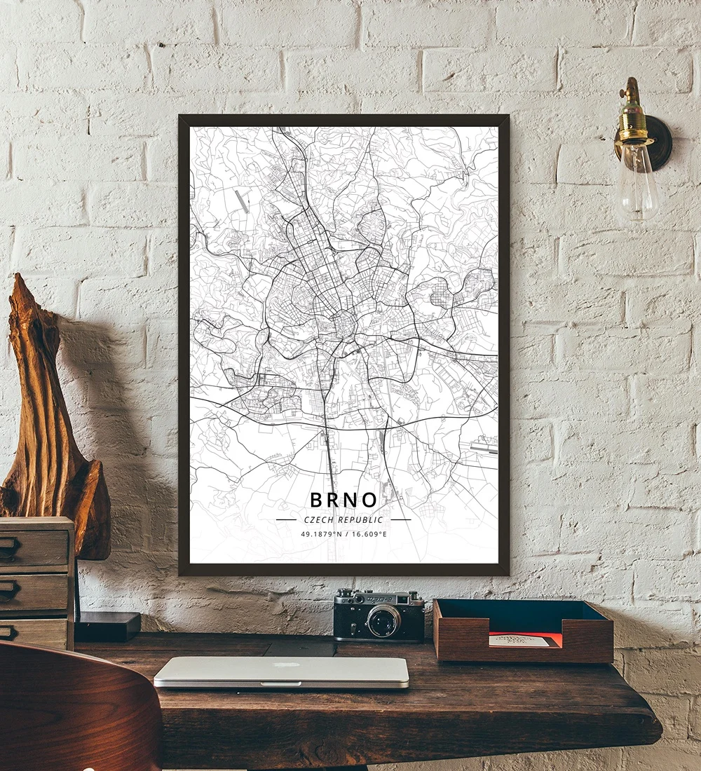 Плакат с картой Праги Чехии Brno|Рисование и каллиграфия| |