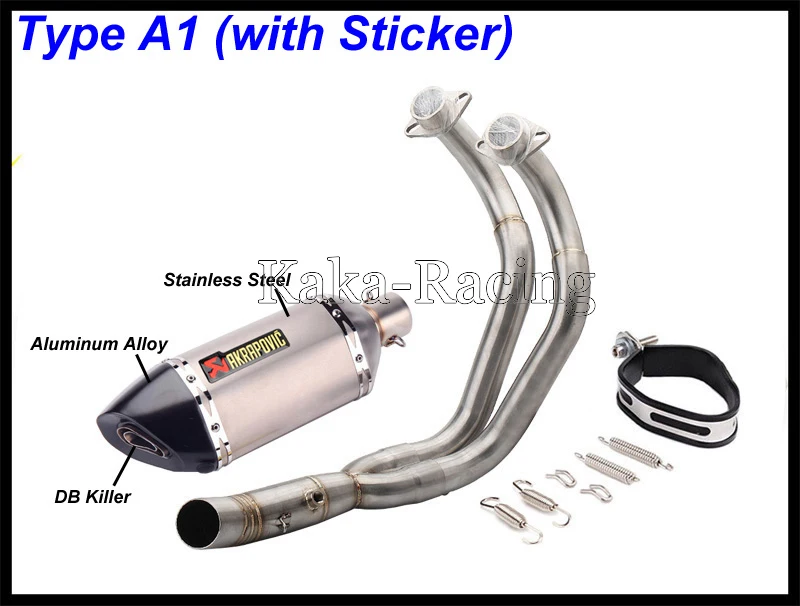 MT07 FZ07 углеволоконные akrapovic выхлопной глушитель мото полная система скольжения для Yamaha mt-07 FZ-07 Tracer- XSR700 - Цвет: Type A1 (sticker)