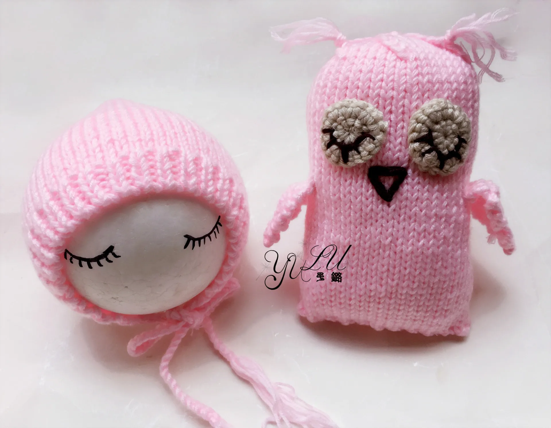 Вязаная крючком сова куклы Детская шапка ручной работы Новорожденные фотографии