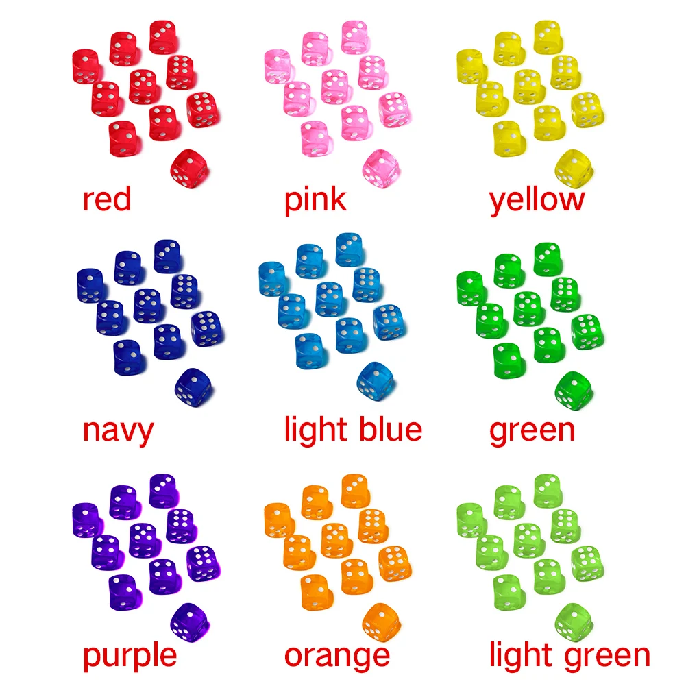 10pcs/set Round Corner Cube Transparent Colorful Exquisite Dice Collection Decoration Game | Спорт и развлечения