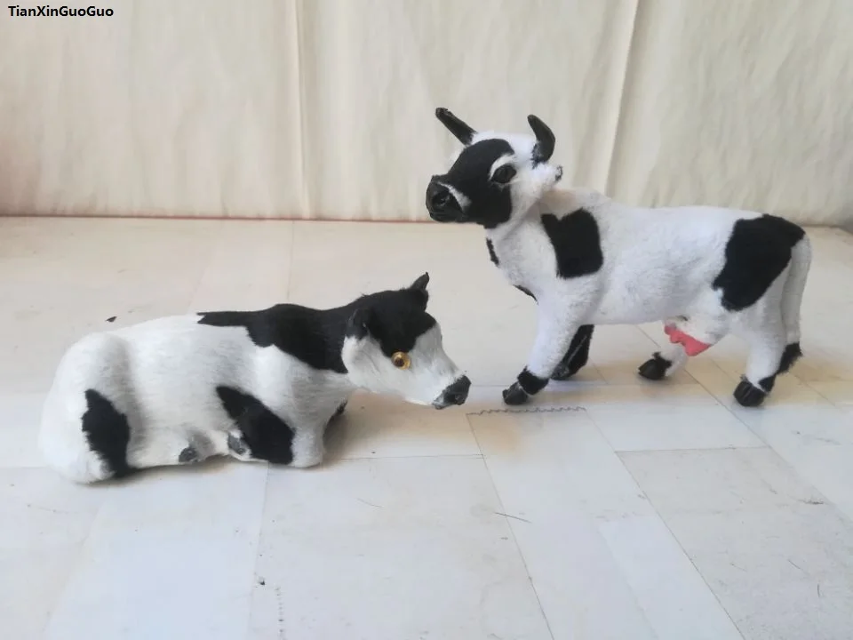 

simulation cow hard model polyethylene&furs small dairy cows one lot/2 pieces prop,home decoration gift s1665