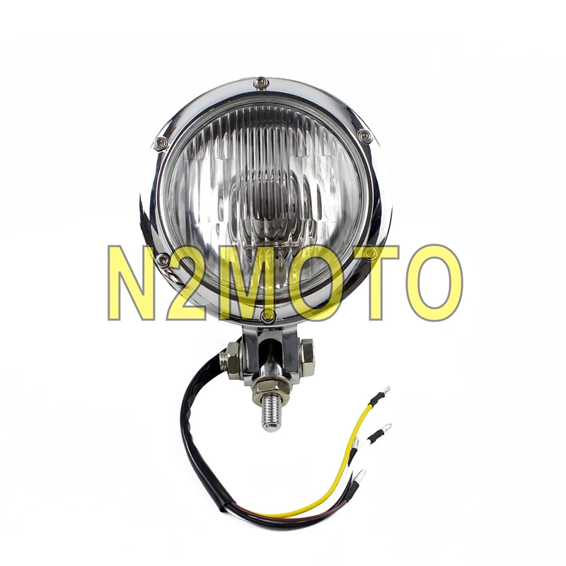 

Chrome Retro Head Lamp Motorcycle 4.5" H4 12V Headlight Vintage Headlamp Lighthouse 55/60W Universal For Harley Bobber