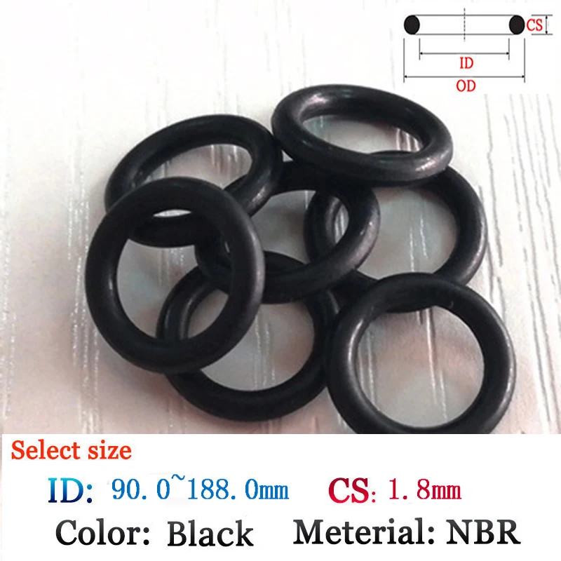 

Черное фторо-резиновое уплотнительное кольцо CS 1,80 мм ID 90,0-188,0 мм, масляная и водонепроницаемая уплотнительная пленка, прокладка NBR, силиконо...
