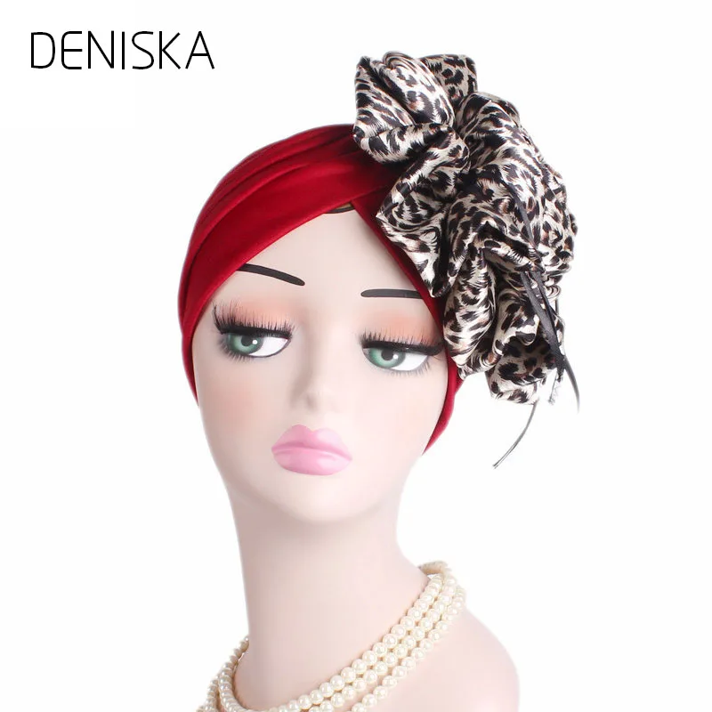 Дениска новый роскошный король leopard цветок тюрбан Кепки Для женщин брак вечерние