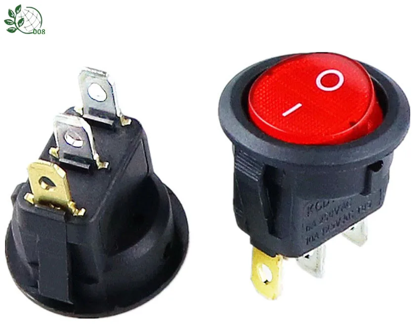 

Promotion!10pcs Red Light ON-OFF SPST Round Rocker Switch 220v 12v