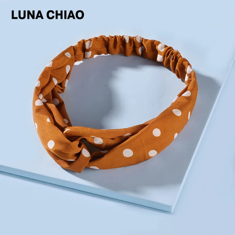 Головной убор LUNA CHIAO в горошек модная Мягкая повязка на голову с узлом подарок для