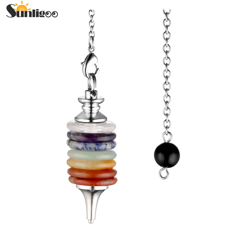 Sunligoo 7 Чакра Исцеляющие кристаллы острый маятник Dowsing карманный ангел статуэтка