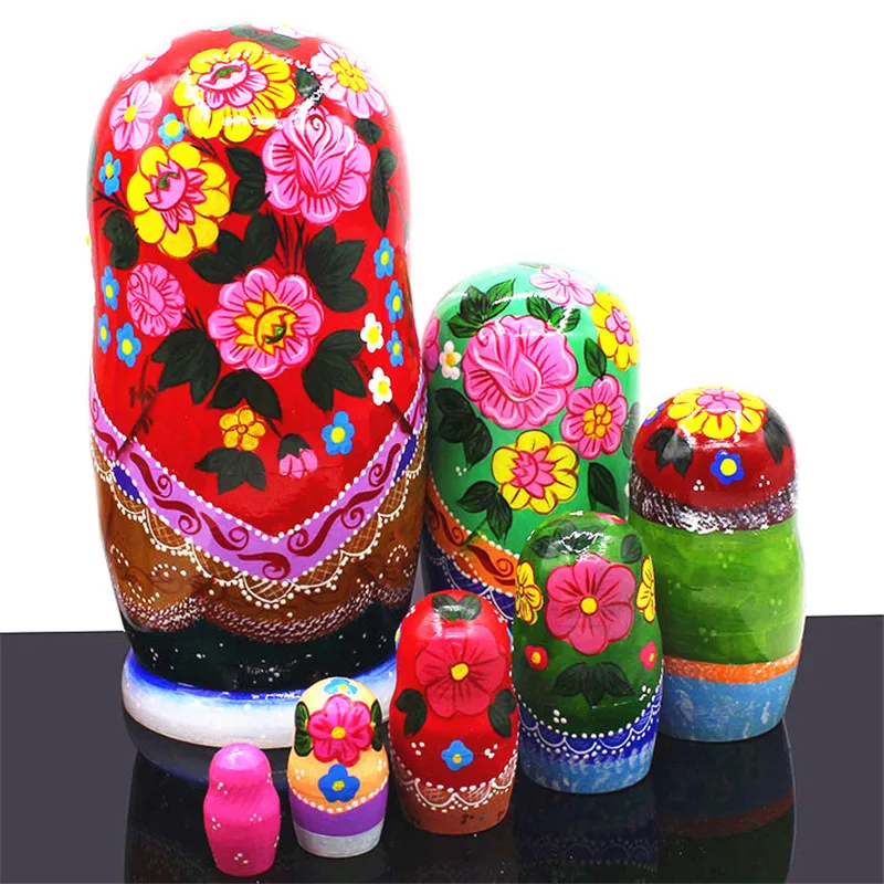 Mnotht 7 слойная деревянная русская кукла Ручная работа краска животный узор