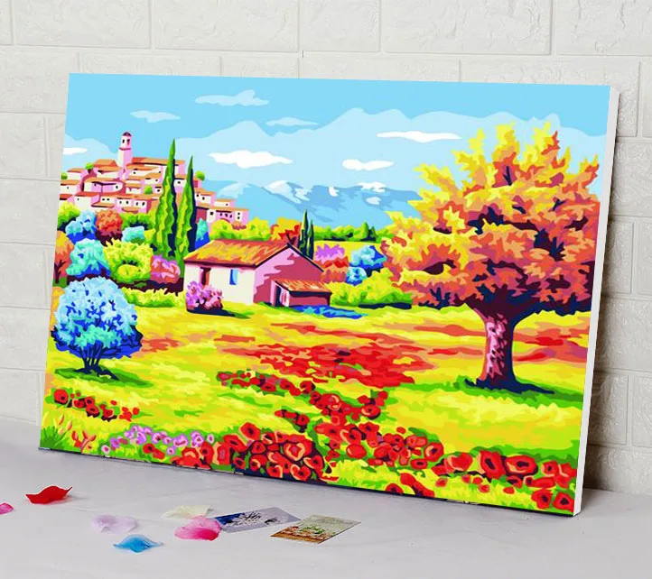 7 style Картина маслом по номерам diy картина Рисование окраска на холсте Живопись вручную настенная краска по номерам пейзаж - Цвет: 7 style