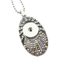 new rhinestone snap button necklace with chains metal snap pendant necklace fit 18mm snap button jewelry for women