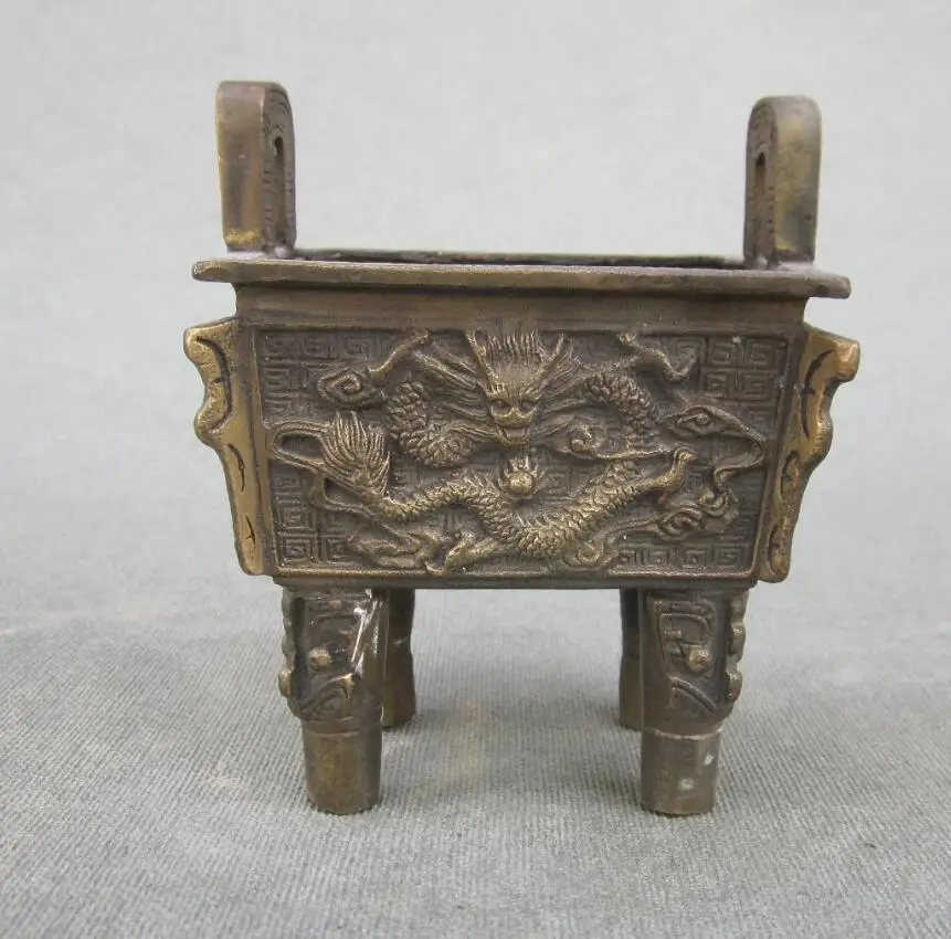 Старинный латунный штатив с украшением китайского дракона/антиквариат|tripod