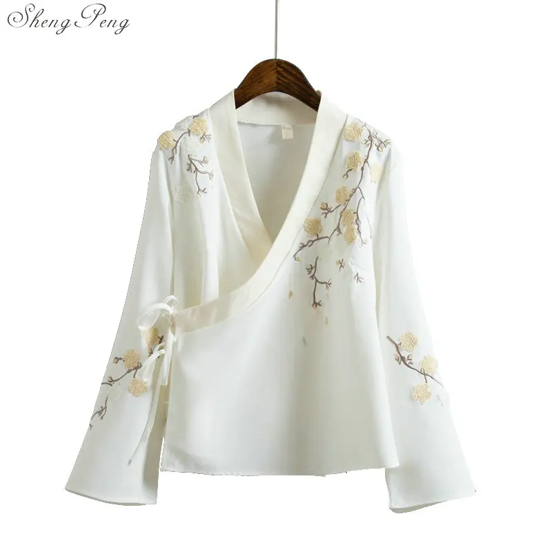 Традиционная китайская блузка футболки для женщин воротник стойка восточные