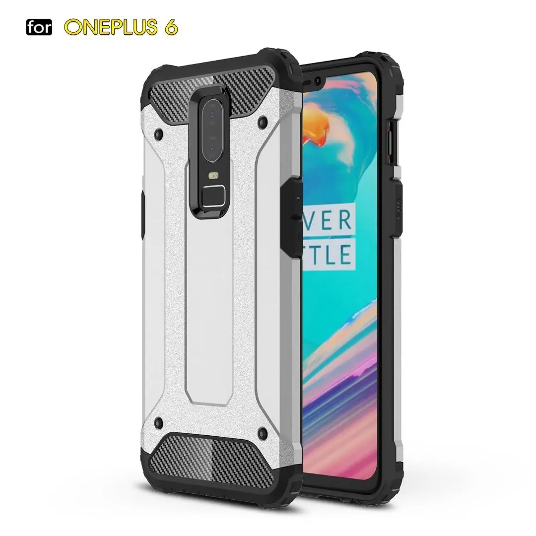 Серебристый Противоударный чехол s для oneplus 6, чехол, двухслойный Гибридный бронированный Жесткий Чехол для One Plus 6T 1+ 6 oneplus 6 6 T, чехол Funda - Цвет: Серебристый