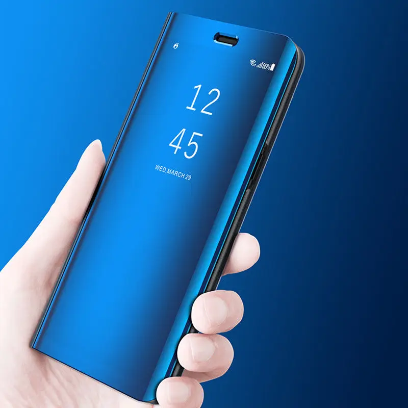 S10 плюс зеркало флип чехол для samsung S8 Plus чехол Вид из окна Smart Cover для samsung S6 S7 край A3 A5 A7 Примечание 8 9 J3 J5 J7