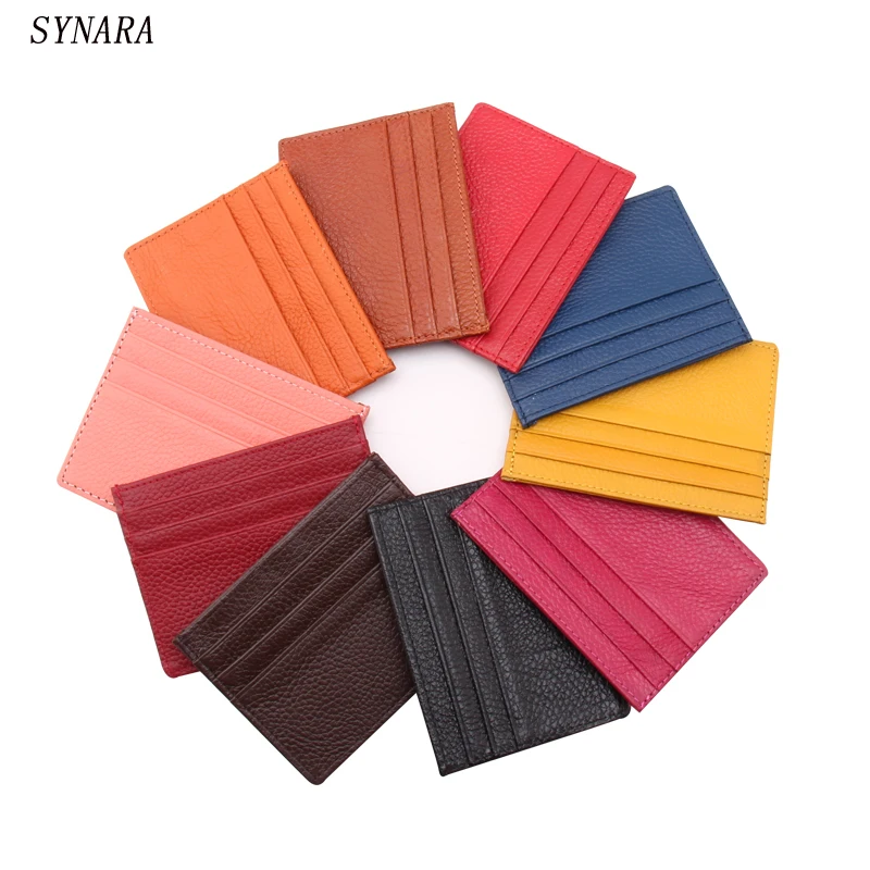 Модный тонкий чехол для банковских карт из натуральной кожи мини-кошелек мужчин