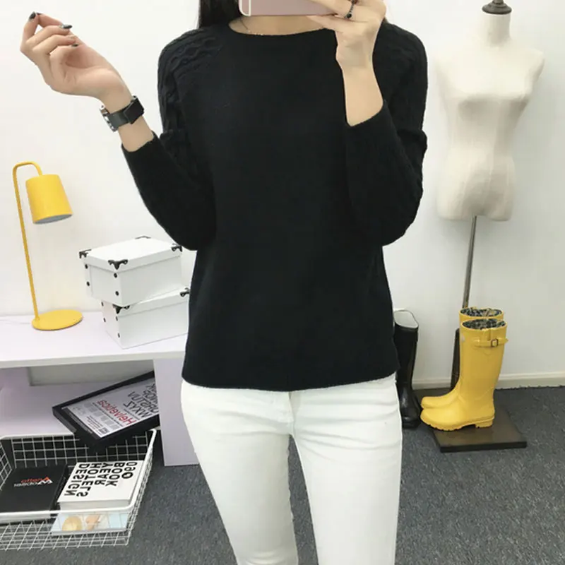 Женские Свитера И Пуловеры 2017 Мода Полный Рукава О-Образным Вырезом Вязаный