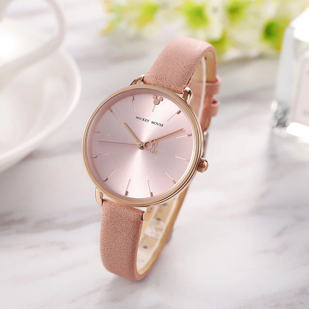 Часы женские Кварцевые водонепроницаемые с ремешком и принтом Микки|Женские