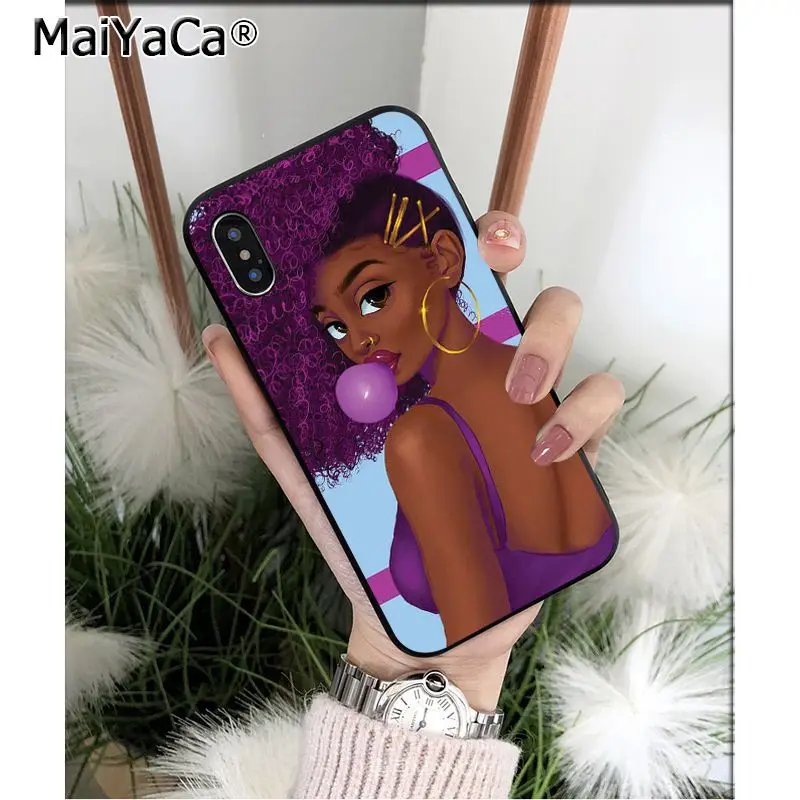 MaiYaCa красивый афро черный Девушки ТПУ Мягкие аксессуары для телефона чехол iPhone 8 7