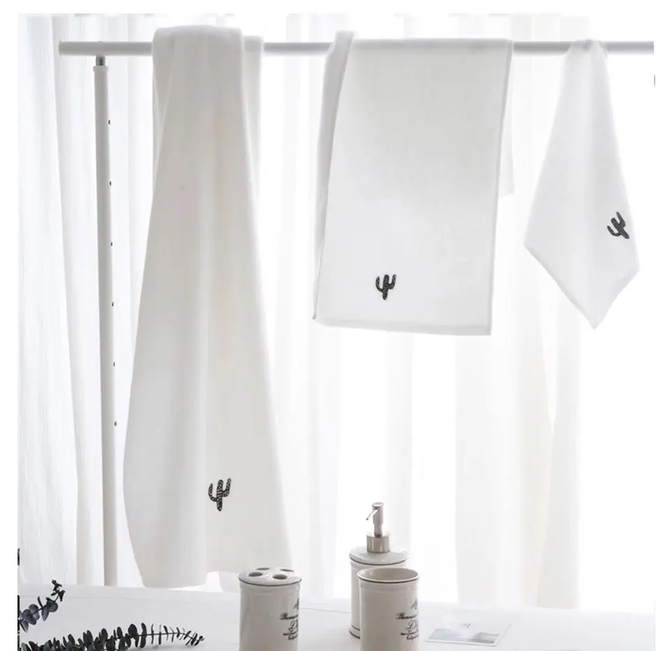 Liv-Esthete Новое Скандинавское кактус Белое Хлопковое полотенце супер мягкое быстро сухое взрослое детское банное полотенце для ванной комнаты