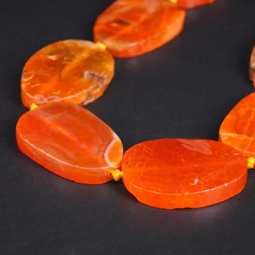 Approx8PCS/strand Large Natural Orange Crack vein Agates Stone Slab Nugget Loose Beads,Onxy Gems Slice Pendant Jewelry Making