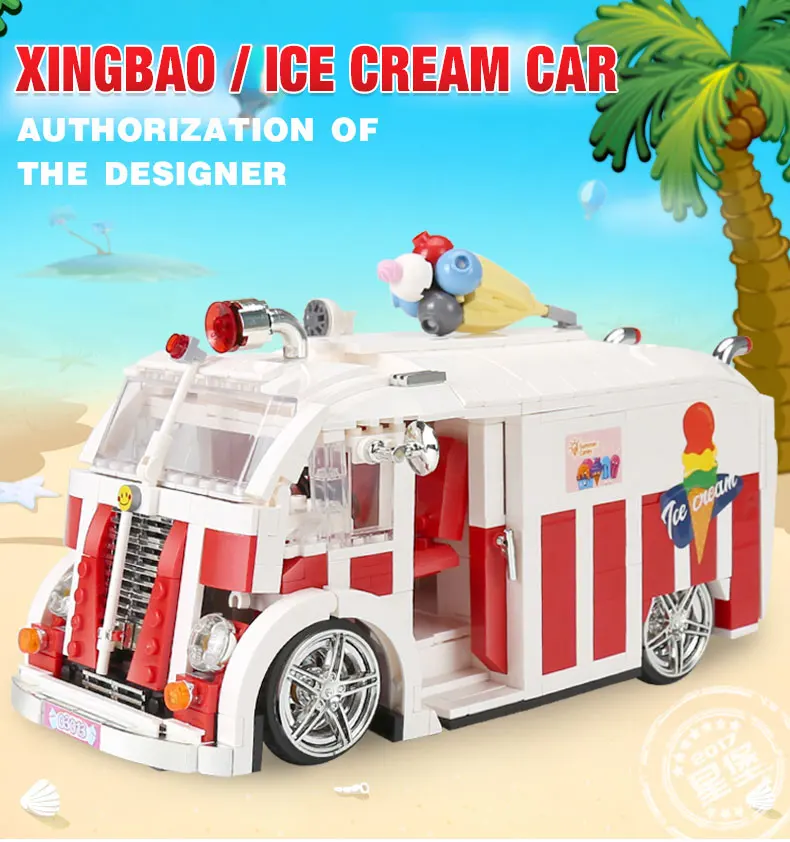 1000 шт. Xingbao 08004 Creator Technic Car Series набор для мороженого, строительные блоки, игрушки для детей, Рождественский подарок на день рождения