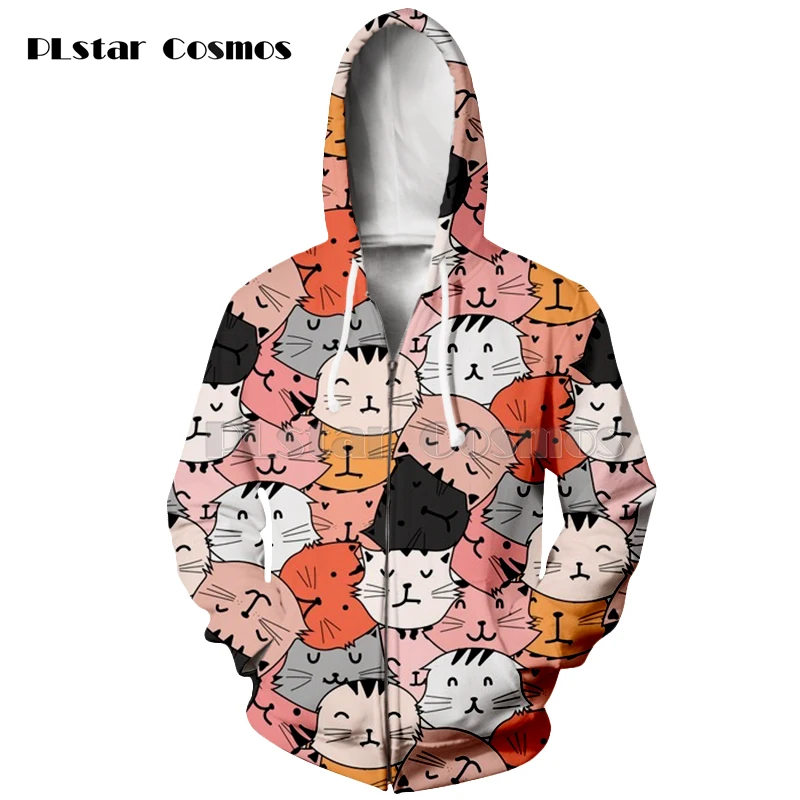 

PLstar Cosmos cute cat Colorful Paint Hoodies Women Men 3d Sweatshirts Cats Funny Hooded pullover Hoodie Casual Tops